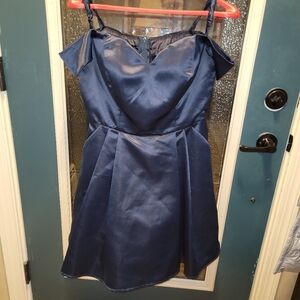 Navy satin party dress